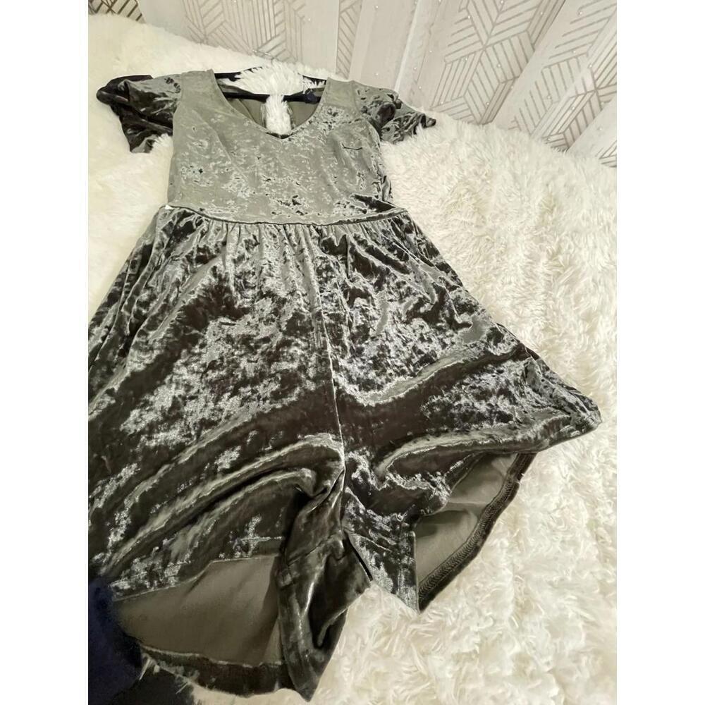 American Eagle Romper Womens S Green Crunched Velvet Soft Sexy Boho Festival 90s